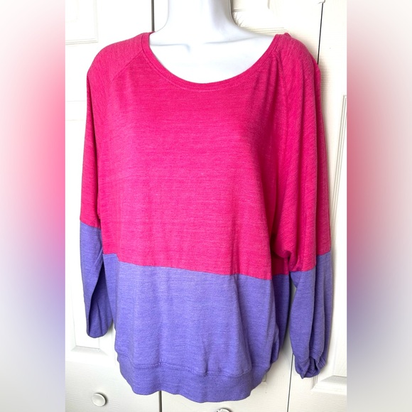 C&C CALIFORNIA Colorblock Sweatshirt Top Shirt Blouse Pink Purple Oversized Knit - Picture 1 of 9